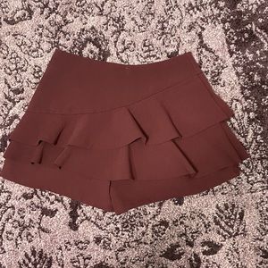 red-purple ruffle skort